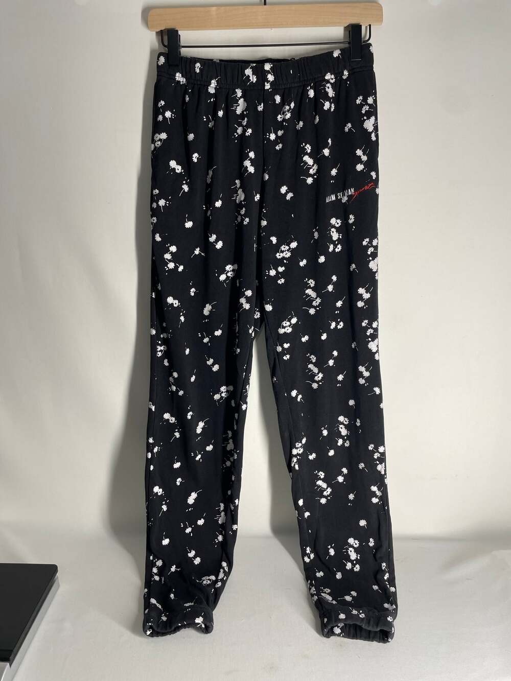 Adam Selman Sport Jogger Sweatpants Ditzy Floral Black Size Small Comfy Cozy
